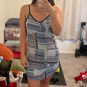 Alya Blue Sleeveless Spaghetti Strap Slip Mini Dress